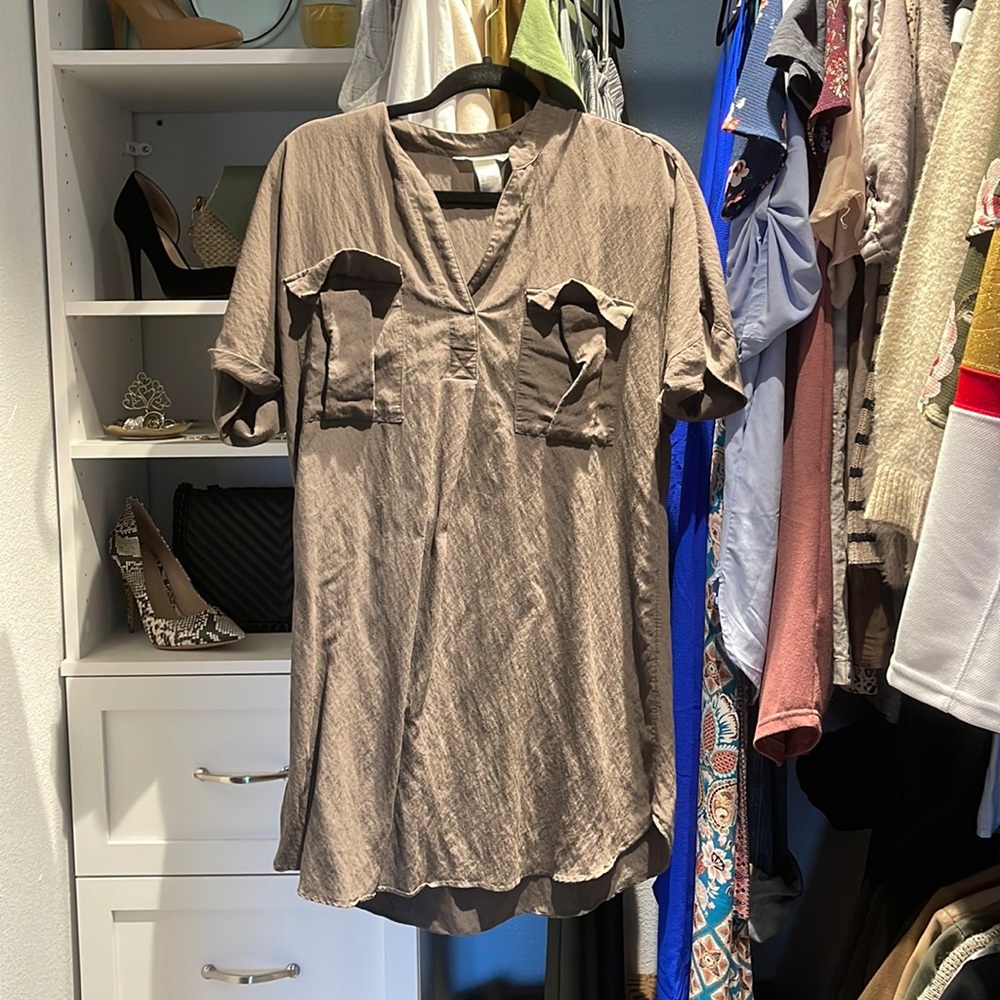 Dark green/brown shirt dress